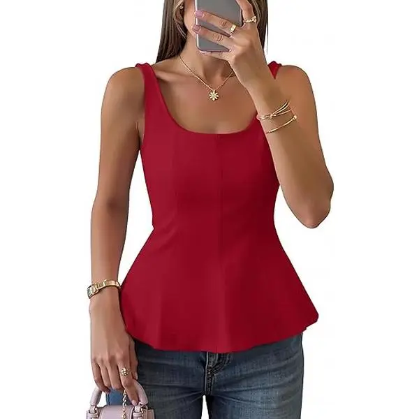 ZESICA Women's 2026 Summer Sleeveless Vest Top Square Neck Cute Casual Tank Tops Fitted Going Out Trendy Outfit