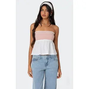 Edikted Women's Rena Ribbed Peplum Tube Top
