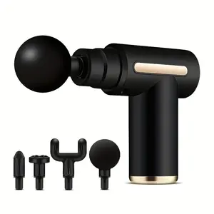 Portable fascia body massage gun, ultra-compact rechargeable handheld percussion massager, with 4 massage heads, silent brushless motor high-torque drive, elegant design, suitable for family massage, sports massage, etc. Ideal Mother's Day gift!