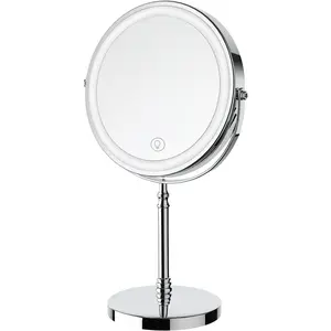 Joyyh Lighted Makeup Mirror, 3000 mAh Rechargeable Double Sided Magnifying Mirror with 3 Colors, 1x/10x 360° Rotation Vanity Mirror, Brightness Adjustable Magnification Cosmetic Light up Mirror, Women Gift Decor Antique Bronze