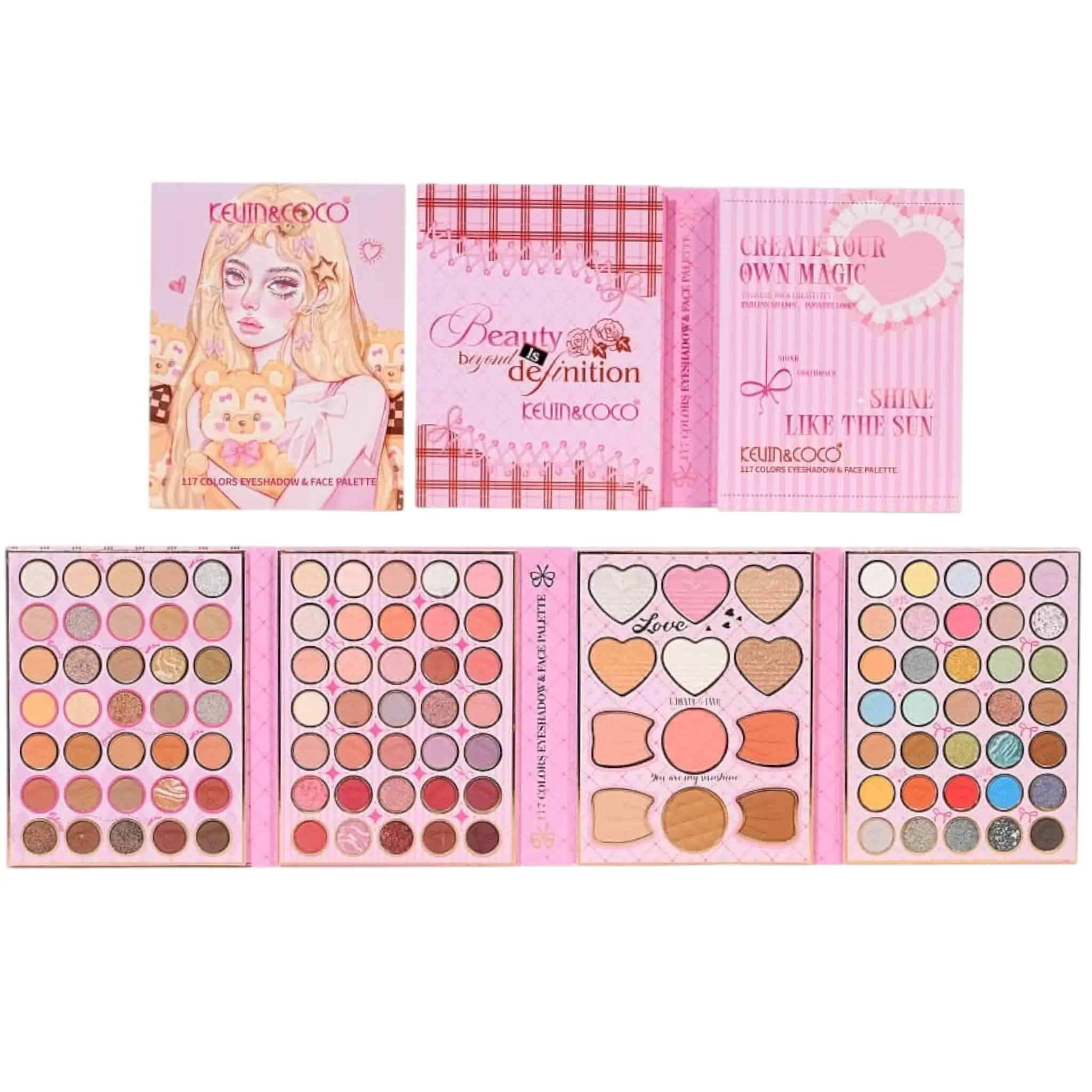 Paleta de Sombra de Ojos Teddy Bear Girl Kevin & Coco - Venta al por Mayor 12 Unidades (KC1611)