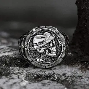 GTHIC 1936 Hobo Nickels Liberty Stainless Steel Skull Ring for Men Women Mother's Day Gift Size 5-16 Durability