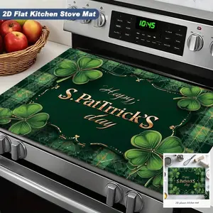 St Patrick's Day Oven Pad Clover Pattern, Holiday Kitchen Decor, Heat Resistant Non-Slip, Protects Countertop, Perfect for Festive Gatherings