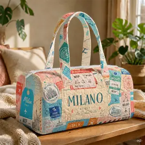 MILANO Italy Quilted Weekender Bag, Vintage Boarding Pass Travel Duffle for Women, Aesthetic Carry On Overnight Tote, Vacation Travel Bag