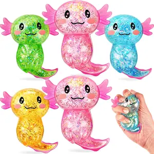 4 Pcs Axolotl Stress Toy Squeeze Axolotl Party Favors Malt Sugar Filled Stretchy Fidget Stress Ball Sensory Toys for Adults Soothing Graduation Birthday Party Gift