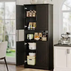 Garvee Black Pantry Cabinet,70" Tall Kitchen Pantry Cabinet with Doors and Adjustable Shelves, Freestanding Cupboard, Tall Storage Cabinet for Bathroom, Dining Room, Living Room