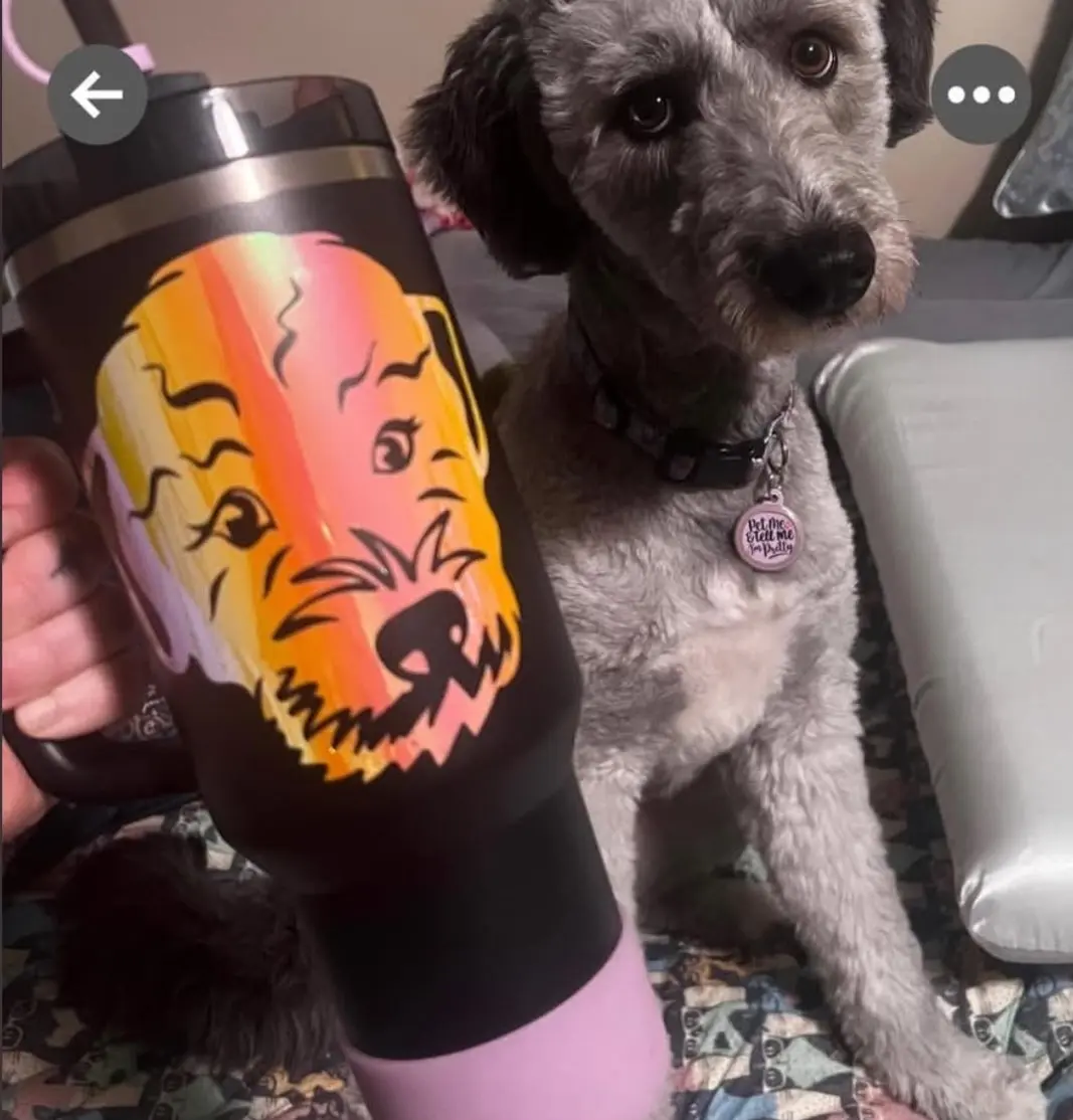 Custom Pet Portrait Vinyl Decal | 14 Holographic Color Options