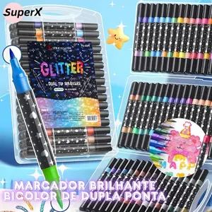 24/48/72/96 Color Dual Tip Glitter Art Markers, Metal Paint Pens for DIY Crafts, Birthday Cards, Posters, Photo Albums, Art Marker Set