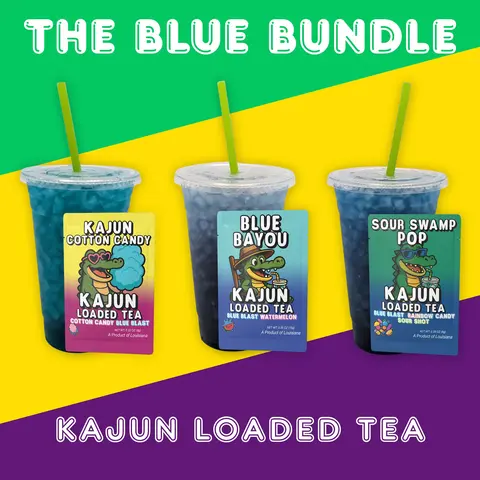 The Blue Bundle TikTok Editions - 3 Unique Blue flavors Individually Packed Travel Friendly Green Tea Beverage Energy Infused Drink Mix