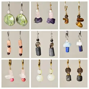 Asteraia [E001-E009] Assorted Natural Crystal Earrings – Handmade Gemstone Energy Dangle Earrings Summervibes