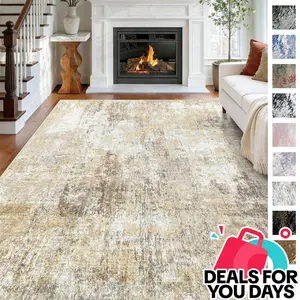 BESTSWEETIE Washable Area Rugs for Living Room, Modern Abstract Soft Area Rugs, Non-Slip, Faux Wool Vintage Moroccan  Carpet for Bedroom, Entryway, Nursery,  Distressed Aztec Rug Print Pattern, Beige Cream Brown,summerwins