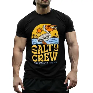 Ocean Waves Sunset Tee for Beach Days Surf Lifestyle Graphic T-Shirt with Pelican Tropical Vibes Coastal Summer Outfit for Surfers Ocean Lovers Vacation Ready