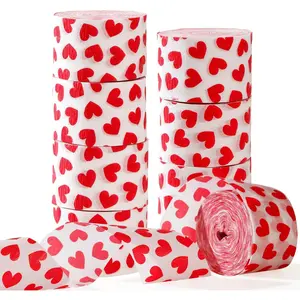 Metallic Red Heart Crepe Paper Streamers - 8 Rolls, Festive Party Decorations for Valentine's Day, Wedding Anniversary