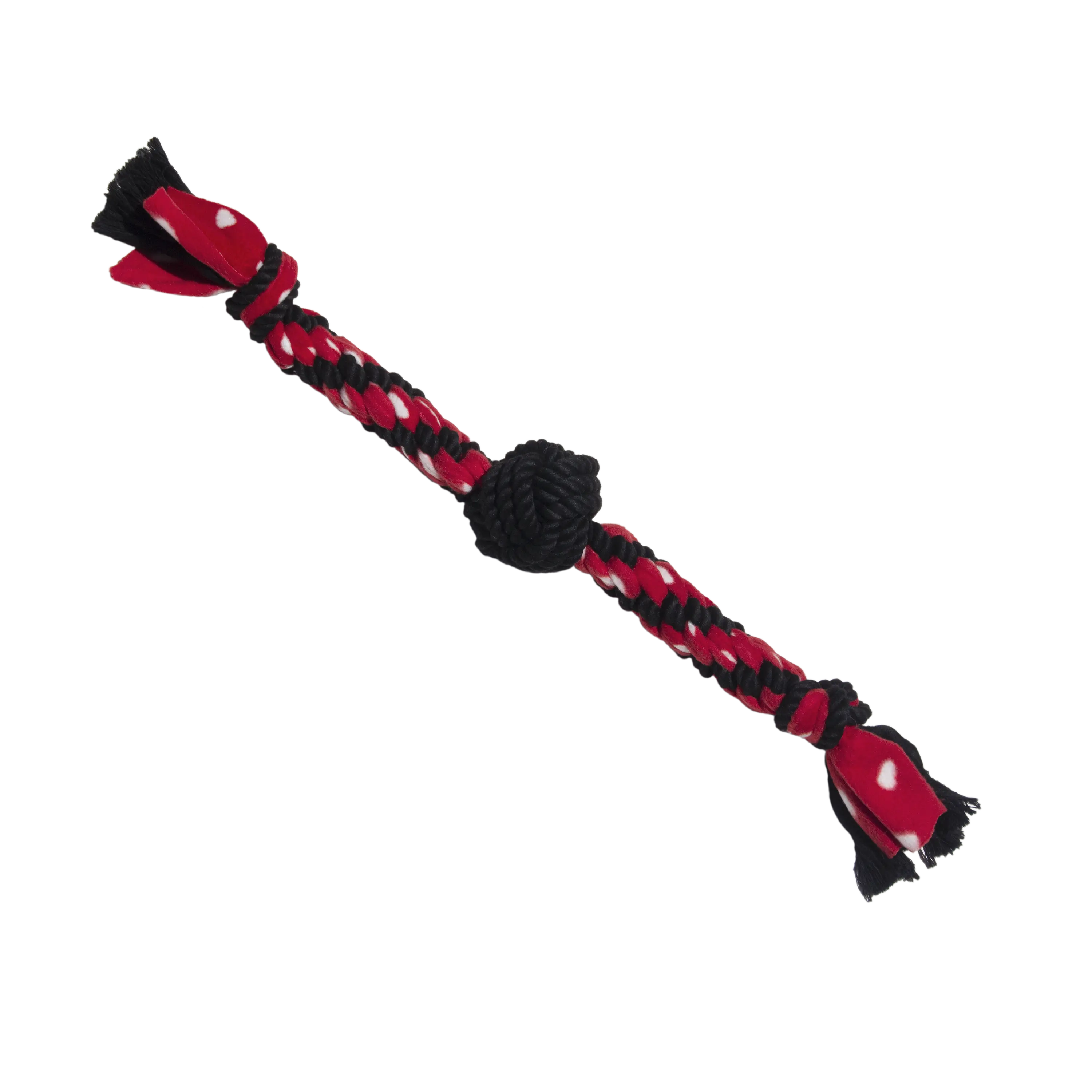 KONG Signature Rope Dual Knot w/Ball - Braided Cotton & Fleece for Gentle Chewing