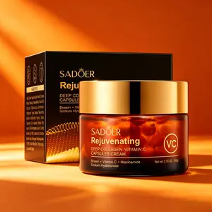 Deep-Nourishing Collagen & Vitamin C Capsule Facial Massage Cream, Skincare Moisturizer for Hydrating & Skin Repair