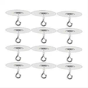 12Pcs Self Adhesive Ceiling Hooks No Drilling Ceiling Hooks for Hanging Small Plants Wind Chimes for Christmas New Year Home Use