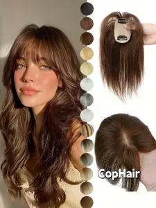 5x9 Human Hair Toppers for Women | Daily 360° Bangs 3D Hair Pieces with Thinning Hair Bangs for Women Covering Sparse Crown/Increasing Hair Volume Human Hair Extensions