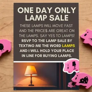 lamp sale invitation greeting card from jesi + 3 tiny age hams