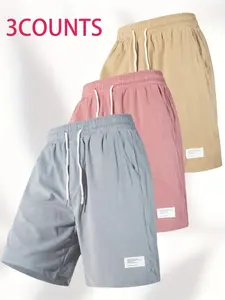 Men's Letter Print Boxer Briefs, Casual Comfy Breathable Shorts for Daily Wear, Men's Underwear for Summer