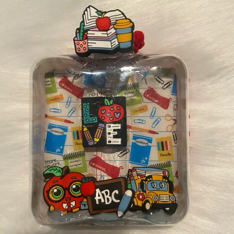 Teacher Educator Christmas Ornament with Fun School Theme Decorations and ABC Design