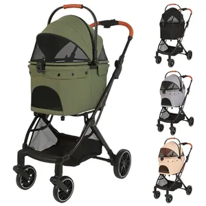 Space-Saving Folding Pet Stroller With 4 Wheels, Detachable Cab And Breathable Netting, Ideal For Small To Medium Dogs Or Cats, Summervibes For Easy Outings