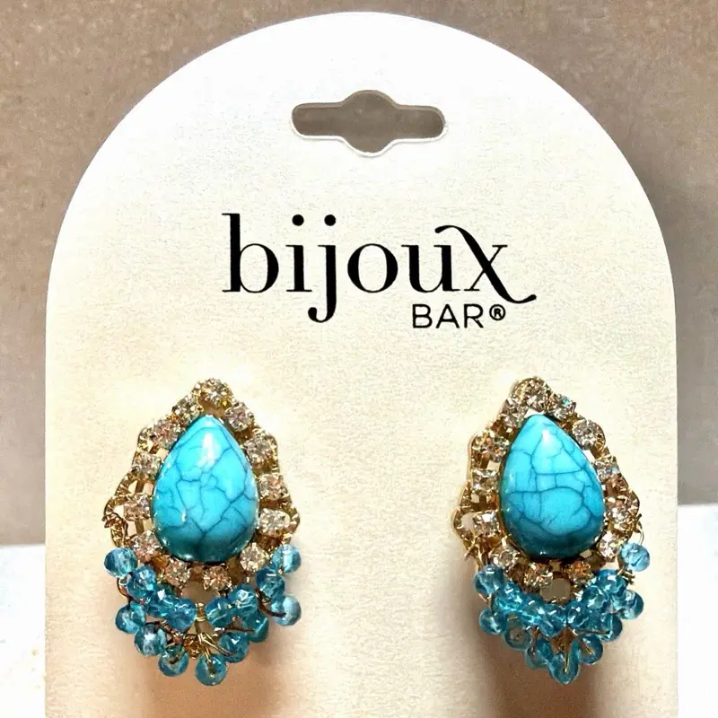 Boho-Chic Vintage Turquoise Bijoux Bar Earrings
