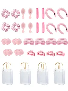 36pcs solid color fashionable spa care set includes comb, clip, headband, headband, wrist, and handbag. Suitable for women's grooming parties, single night parties, gift sets for Valentine's Day and Christmas gifts