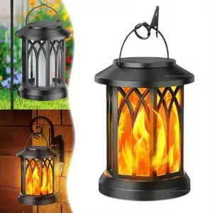 Solar Lantern with Flickering Flame, Auto On/Off Up to 12Hrs Hanging Outdoor Decor, Yard Christmas Light for Garden New Year Father’s Day Present,Mother’s Day Gift