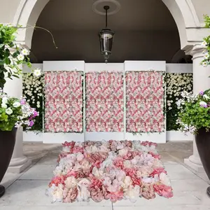 TFCFL 6 Pcs Flower Wall Panels, 24" X 16" Artificial Flower Wall Backdrop 3D Silk Flowers Wall Mat for Wedding Anniversary Photo Background Party Home Decor Wall Decor Peach Banners Plastic Christmas Cloth Faux