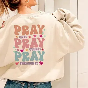 Holafish Pray On It Christian Sweatshirt Religious Bible Verse Crewneck Unisex Light Fleece Faith Hoodie Casual God Gifts Apparel