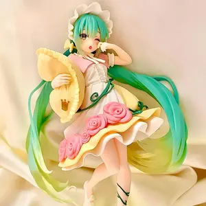 Hatsune Miku Cinderella Maid Outfit Figure, Kawaii Green Hair Anime Girl Collectible Statue, Cute Desktop Bedroom Decor for Anime Fans