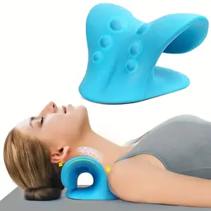 Neck stretcher, relieves pain, corrects hump, relaxes the neck and shoulders, cervical traction device, helps relax muscles and relieve temporomandibular joint pain (blue)
