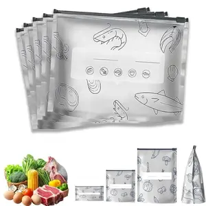 30pcs Reusable Aluminum Foil Food Storage Bags – Heavy-Duty Leakproof Zipper Pouches, Airtight & Tear-Resistant Resealable Bags for Meat, Vegetables, Snacks, and Leftovers
