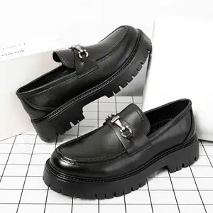 Men's Fashionable Plain Color Platform Loafers, Casual Comfortable Thick Sole Shoes for Daily Wear, Business Style Shoes for Men