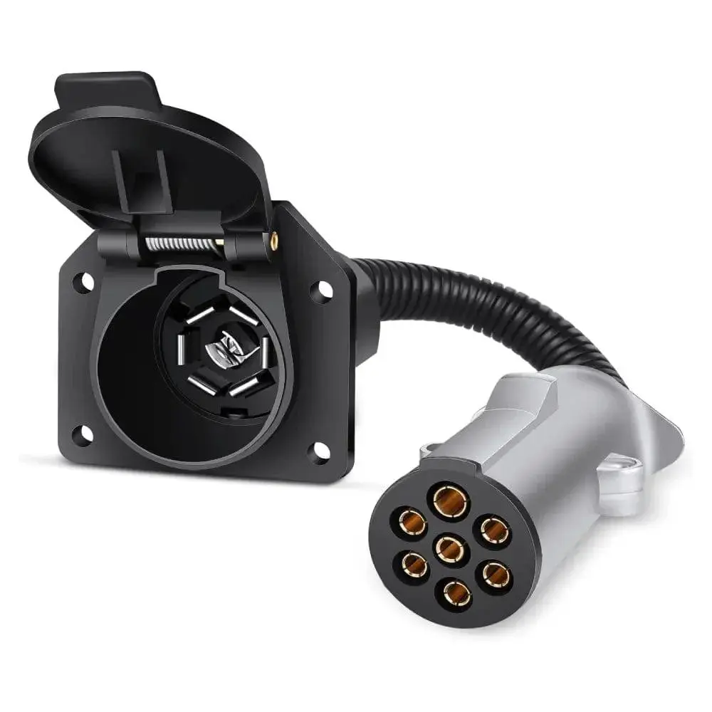 Nilight 7-Pin Round to 7-Way RV Blade Trailer Adapter Connector, Socket Wiring Harness for RV Compatible Vehicle Towing Trucks Converter Plug, Wire Connectors Plugs, Extension Adapter Plugs