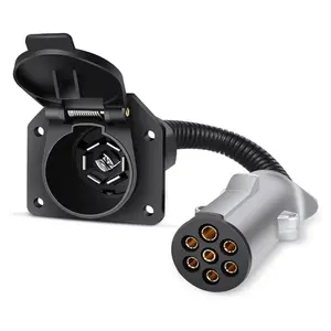 Nilight 7-Pin Round to 7-Way RV Blade Trailer Adapter Connector, Socket Wiring Harness for RV Compatible Vehicle Towing Trucks Converter Plug