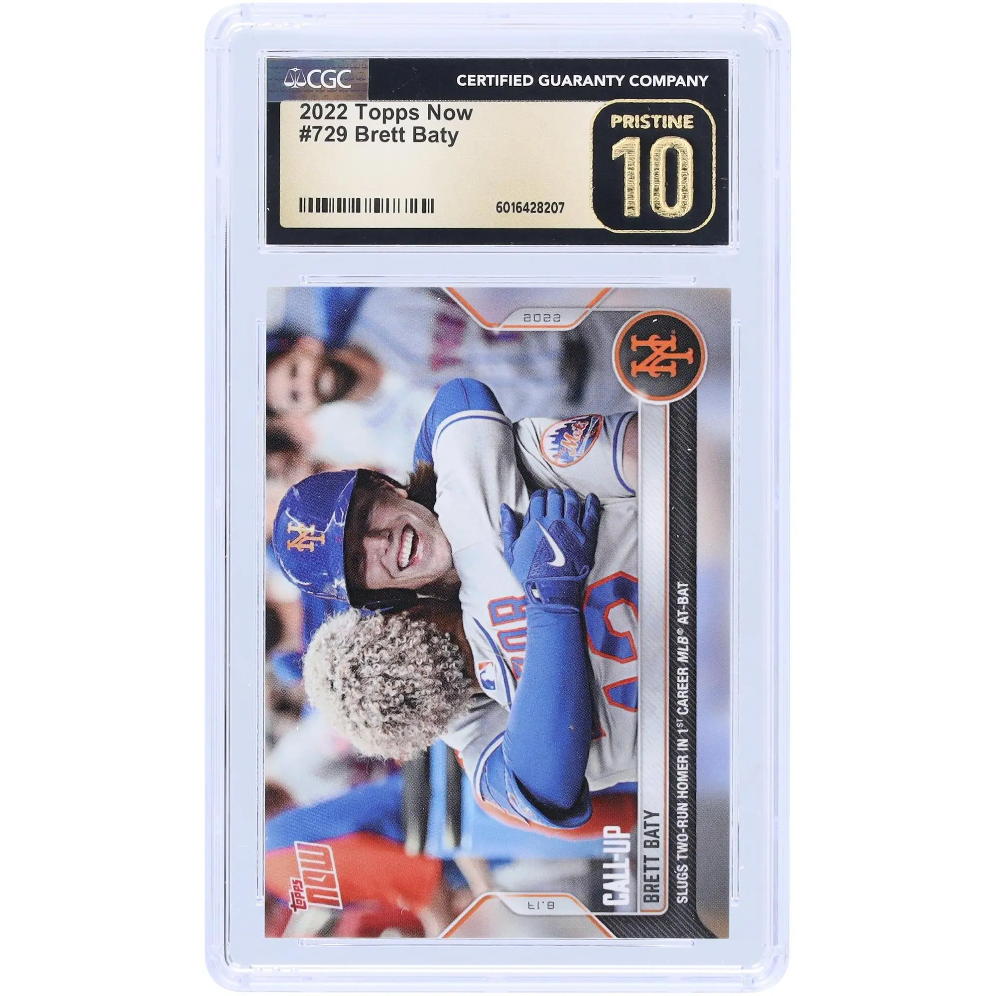 Brett Baty New York Mets 2022 Topps Now Slugs Two-Run Homer In 1st Career MLB At-Bat #729 CGC Authenticated Pristine 10 Rookie Card - Fanatics Authentic Certified