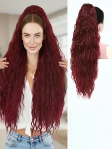 KAIRIYA 28-Inch Heat Resistant Curly Wavy Ponytail – Drawstring & Clip-In Synthetic Hair Extension, Natural Look for Women, Ideal for Parties & Everyday Use, Synthetic Hairpiece