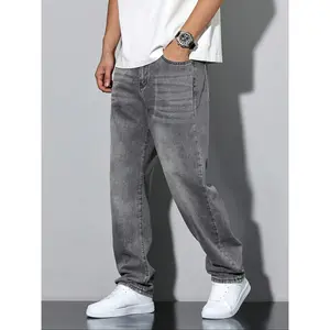 Straight leg denim jeans with cotton slant pocket washed denim, casual multi-functional wide leg jeans, suitable for couples with straight leg loose fitRAIMENTRY