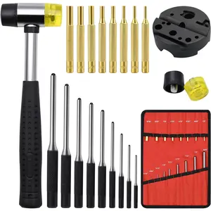 Pin Punch Set 22pcs Removing Repair Tools Including Universal Block Brass Pin Punches Steel Pin Punches and Hammer