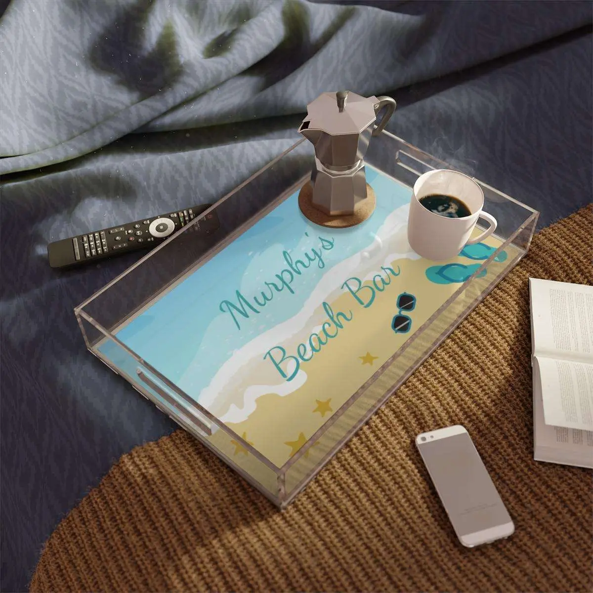 Personalized Beach Themed Serving Trays  with Beach Scene Personalized with Your Name - Perfect for Your Beach House or Hostess Gift