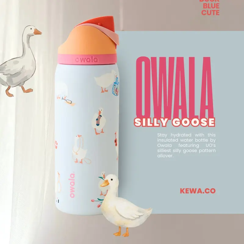 [New] Owala UO Exclusive Silly Goose FreeSip 32 oz Water Bottle, 24-hour insulation, suitable for daily use, gift for mom