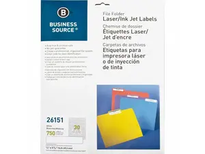 Business Source Filing Labels Laser/Inkjet 2/3"x 3-7/16" 750/PK White 26151