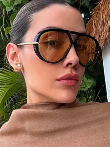 Vintage Oversized Glasses with Double Bridge, Large Frame Unisex Fashion Eyewear, Street Style & Daily, Trendy Accessory, Trendy Shades
