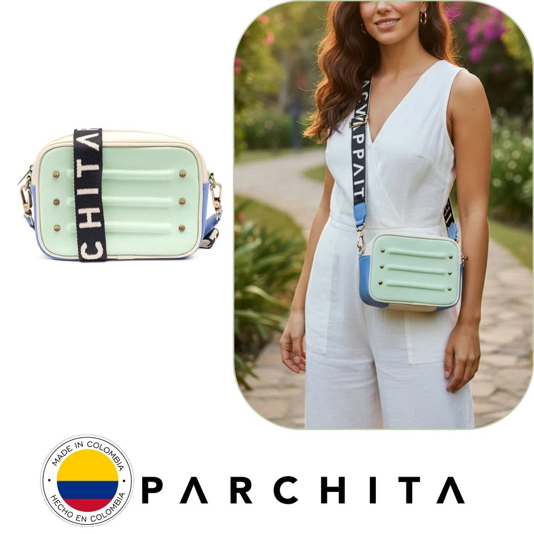 Women's Fashion Saddle Crossbody Bag - Cartera Bandolera PARCHITA 100% colombiano Bolso Nuba Crossbody Bag Women Green/Mint