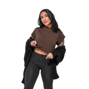 CROPPED PEBBY BASICS COCOA TEE