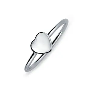 Tiny Blank Heart Shape for Initial Monogram Signet Ring .925 Sterling Silver