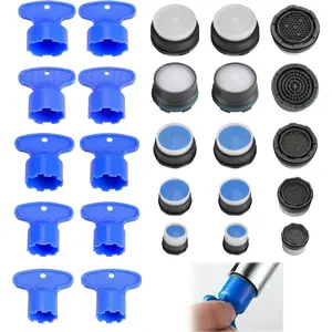 25 Pcs Kitchen Faucet Aerator, Replacement Inserts for Sink Tap Flow Restrictor, Efficient 15 Cache Aerators with 10 Key Removal Wrench Tool for Bathroom Kitchen (M16.5 18.5 21.5 22.5 24 mm)
