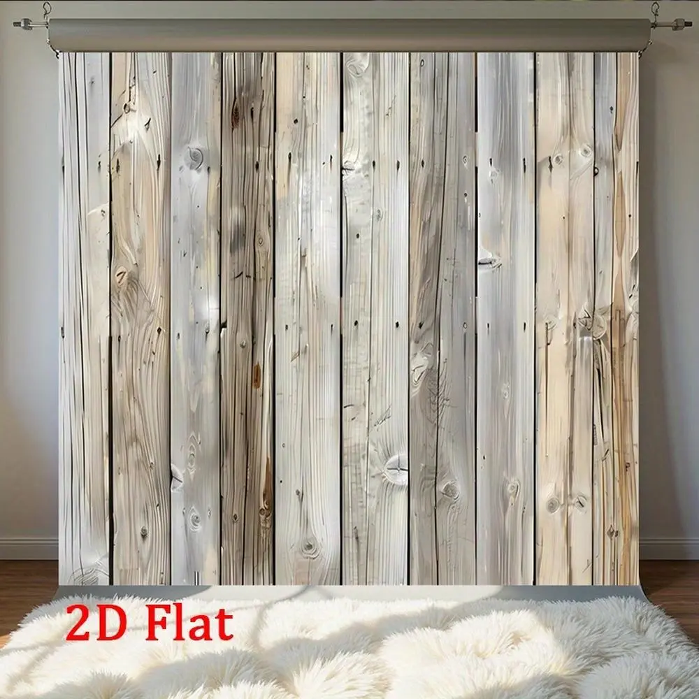 1PC Polyester Vintage Light Wooden Grain 2D Flat Backdrop Banner, Reusable Indoor-Outdoor Home & Festive Party Decoration, Ideal for Birthday Events & Photo Studio Props