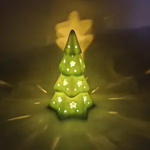 Direct-Sale Ceramic Christmas Tree Ambient Light, Hollow Ceramic Christmas Night Light, Warm Light For Christmas, Colorful Lights For Christmas Tree
